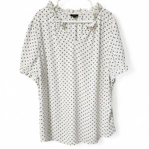 Talbots Polka Dot Chiffon V Neck Tunic Blouse Top